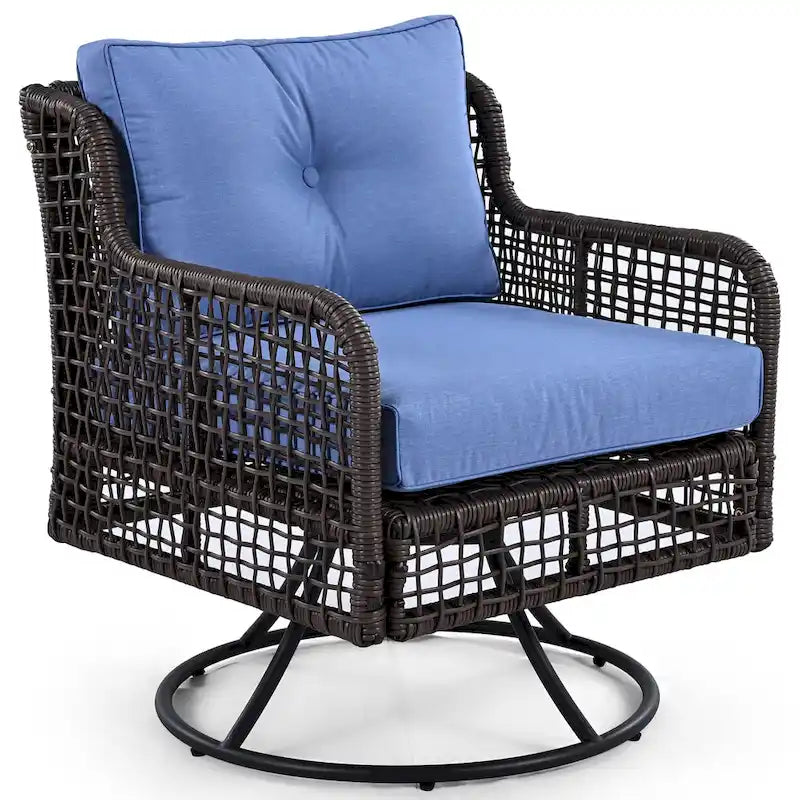 Set da divano 4 pezzi in rattan con poltrone girevoli e tavolo