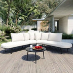 Set Divano Sezionale Curvo in Ferro con Tavolo e Cuscini