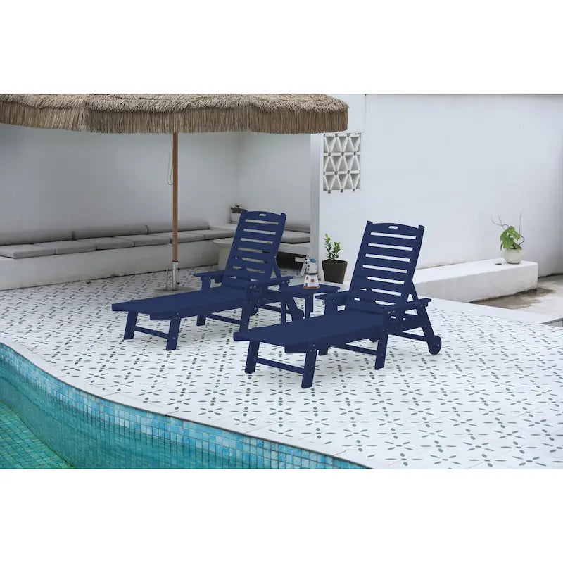 Set da 3 Poltrone Chaise Longue Oversize con Texture Legno