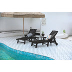 Set da 3 Poltrone Chaise Longue Oversize con Texture Legno