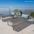 Set di 2 Chaise Longue Cape Coral Grigie da Esterno in Rete Regolabile con Ruote, 195 cm