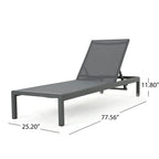 Set di 2 Chaise Longue Cape Coral Grigie da Esterno in Rete Regolabile con Ruote, 195 cm
