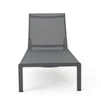 Set di 2 Chaise Longue Cape Coral Grigie da Esterno in Rete Regolabile con Ruote, 195 cm
