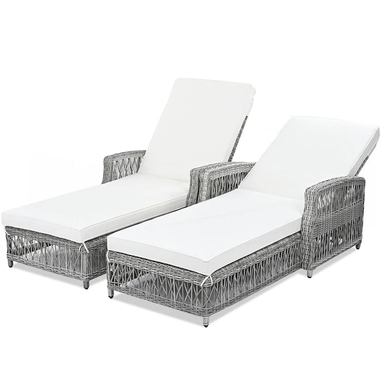 2 Pezzi Chaise Longue Reclinabile