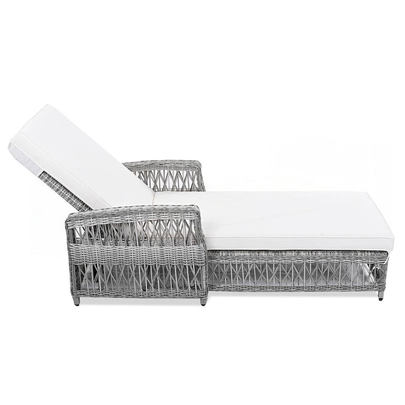 2 Pezzi Chaise Longue Reclinabile