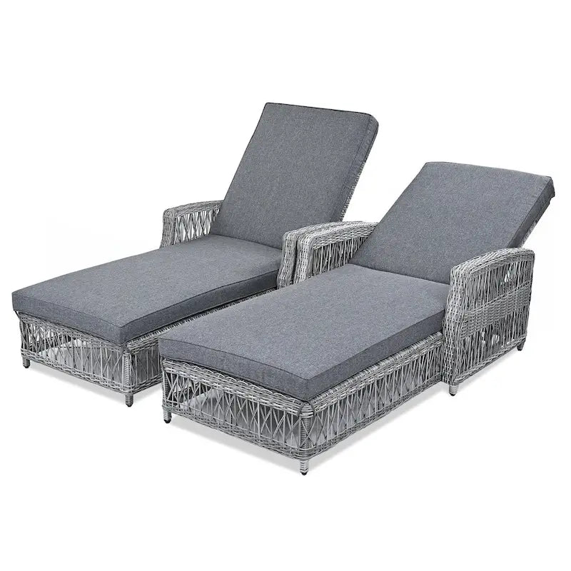 2 Pezzi Chaise Longue Reclinabile