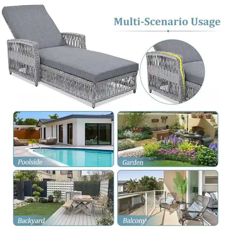 2 Pezzi Chaise Longue Reclinabile