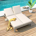 Doppia Chaise Longue da Esterno con Schienale Regolabile in 5 Posizioni, Chaise Longue da Esterno
