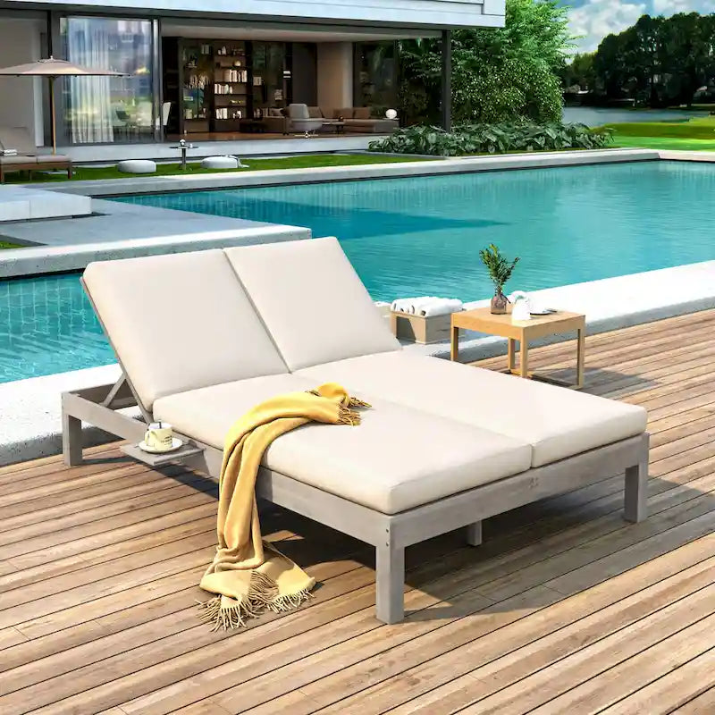 Doppia Chaise Longue da Esterno con Schienale Regolabile in 5 Posizioni, Chaise Longue da Esterno