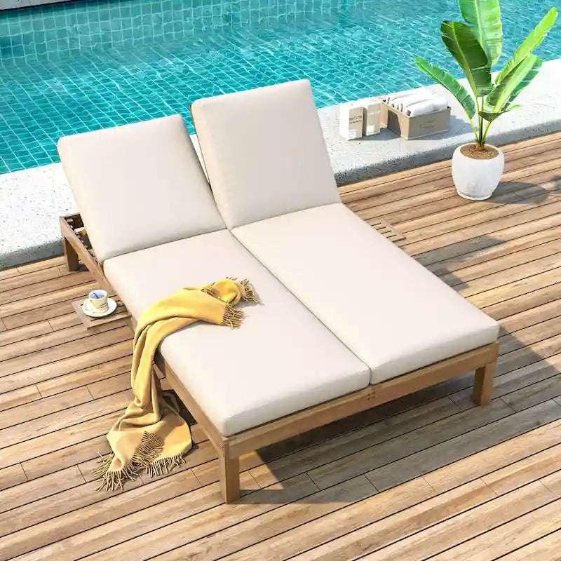 Doppia Chaise Longue da Esterno con Schienale Regolabile in 5 Posizioni, Chaise Longue da Esterno