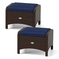 Patiojoy 2 Pezzi Pouf da Esterno in Rattan PE con Rivestimento Rimovibile - Vedi Dettagli