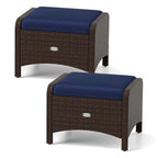 Patiojoy 2 Pezzi Pouf da Esterno in Rattan PE con Rivestimento Rimovibile - Vedi Dettagli