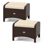Patiojoy 2 Pieces Outdoor Patio PE Wicker Ottomans with Removable - See Details