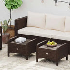 Patiojoy 2 Pezzi Pouf da Esterno in Rattan PE con Rivestimento Rimovibile - Vedi Dettagli