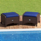 Patiojoy 2 Pezzi Pouf da Esterno in Rattan PE con Rivestimento Rimovibile - Vedi Dettagli