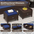 Patiojoy 2 Pezzi Pouf da Esterno in Rattan PE con Rivestimento Rimovibile - Vedi Dettagli