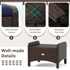 Patiojoy 2 Pezzi Pouf da Esterno in Rattan PE con Rivestimento Rimovibile - Vedi Dettagli
