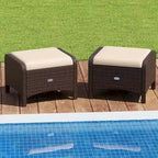 Patiojoy 2 Pezzi Pouf da Esterno in Rattan PE con Rivestimento Rimovibile - Vedi Dettagli