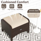 Patiojoy 2 Pezzi Pouf da Esterno in Rattan PE con Rivestimento Rimovibile - Vedi Dettagli