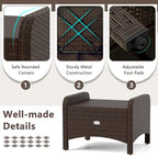 Patiojoy 2 Pezzi Pouf da Esterno in Rattan PE con Rivestimento Rimovibile - Vedi Dettagli