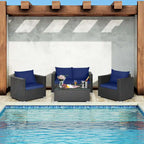 Set 4 mobili da giardino in rattan con cuscini Costway Divano sedia tavolino - Vedere descrizione