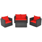 Set 4 mobili da giardino in rattan con cuscini Costway Divano sedia tavolino - Vedere descrizione