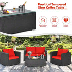 Set 4 mobili da giardino in rattan con cuscini Costway Divano sedia tavolino - Vedere descrizione