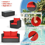 Set 4 mobili da giardino in rattan con cuscini Costway Divano sedia tavolino - Vedere descrizione