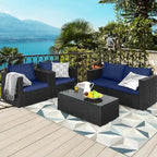 Set 4 mobili da giardino in rattan con cuscini Costway Divano sedia tavolino - Vedere descrizione