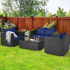 Set 4 mobili da giardino in rattan con cuscini Costway Divano sedia tavolino - Vedere descrizione