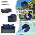 Set 4 mobili da giardino in rattan con cuscini Costway Divano sedia tavolino - Vedere descrizione