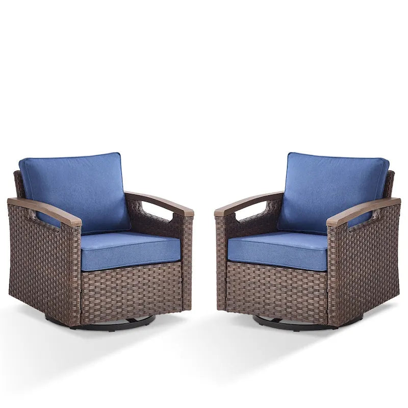 Sedia da esterno girevole a 360° in rattan con cuscino imbottito