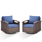 Sedia da esterno girevole a 360° in rattan con cuscino imbottito