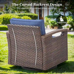 Sedia da esterno girevole a 360° in rattan con cuscino imbottito
