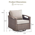 Sedia da esterno girevole a 360° in rattan con cuscino imbottito