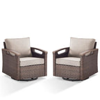 Sedia da esterno girevole a 360° in rattan con cuscino imbottito