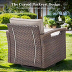 Sedia da esterno girevole a 360° in rattan con cuscino imbottito
