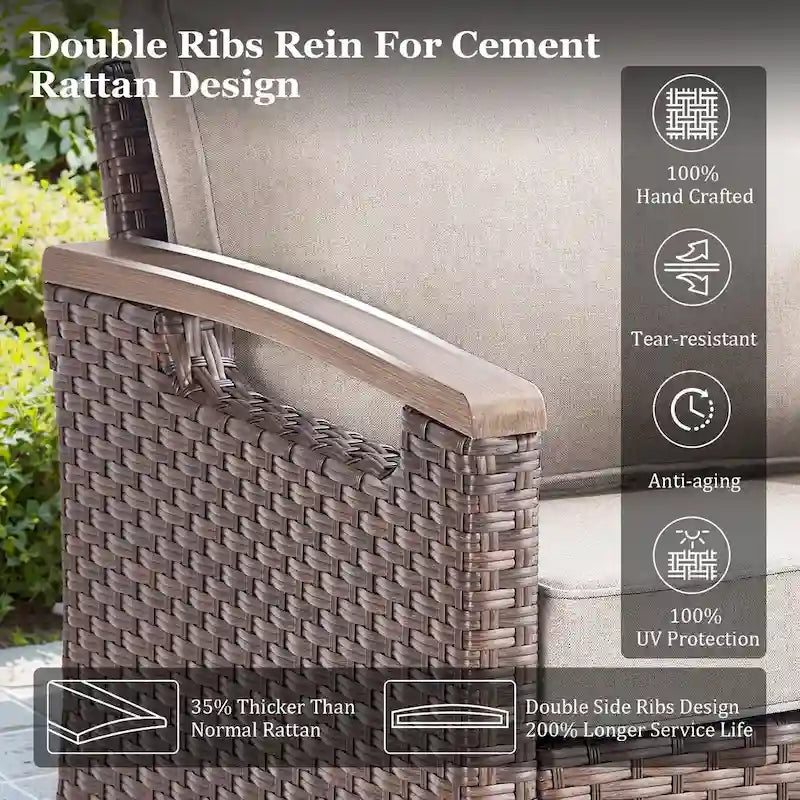 Sedia da esterno girevole a 360° in rattan con cuscino imbottito