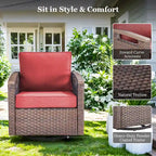 Sedia da esterno girevole a 360° in rattan con cuscino imbottito