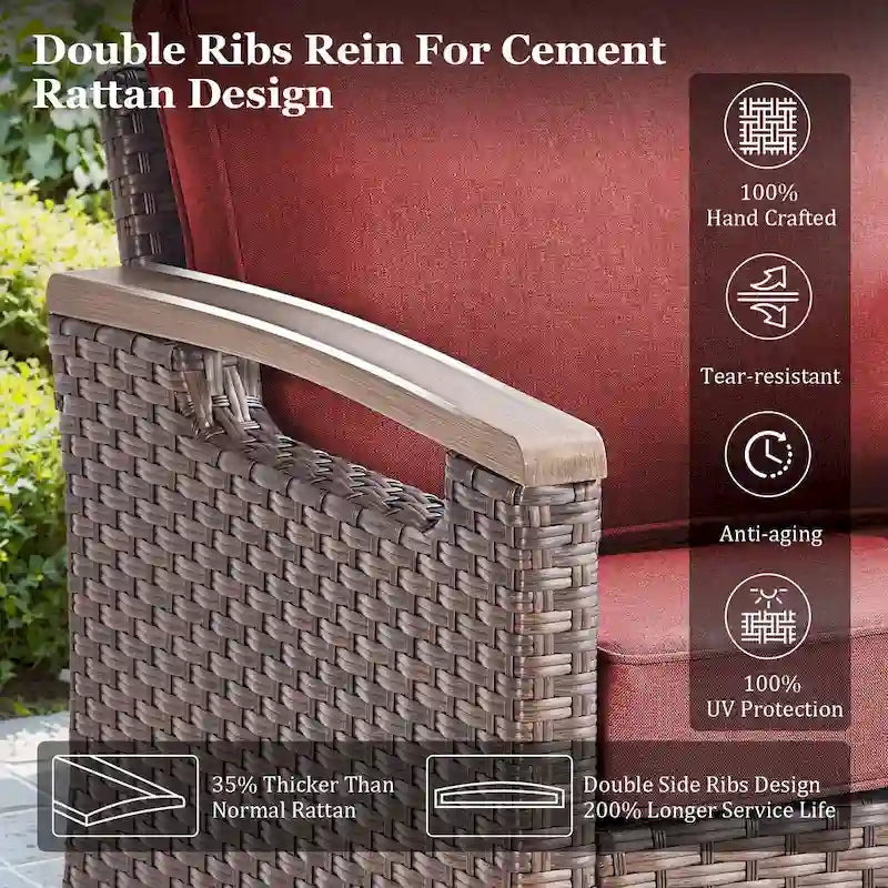 Sedia da esterno girevole a 360° in rattan con cuscino imbottito