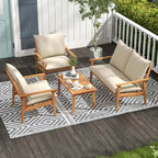 Set di mobili da patio Costway 4 pezzi in legno di acacia con cuscini morbidi e - Vedi dettagli
