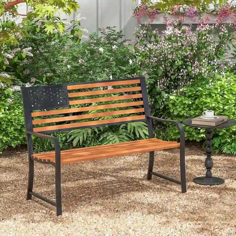 Costway Panchina da Giardino per Esterni da 50 con Schienale a Bandiera e Stile Rustico - Vedi Dettagli
