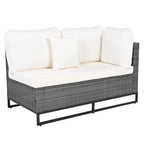 Set Divano Sezionale da Esterno in Vimini da 7 Pezzi, Set di Mobili da Giardino in Rattan per Tutte le Stagioni con Tavolino da Caffè e Cuscini