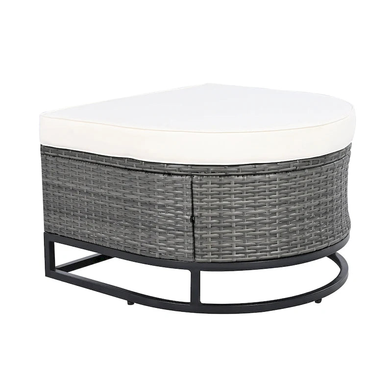 Set Divano Sezionale da Esterno in Vimini da 7 Pezzi, Set di Mobili da Giardino in Rattan per Tutte le Stagioni con Tavolino da Caffè e Cuscini