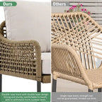 Ensemble de meubles 6 pièces en corde, ensemble de canapés modulaires en forme de L pour l'extérieur, table en bois avec bac à glaçons, chaise longue et banc en corde