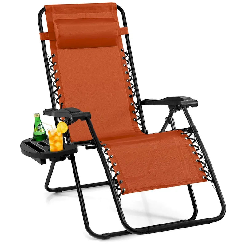 Costway Folding Zero Gravity Reclining Lounge Chairs Beach Patio with - 1 PCS