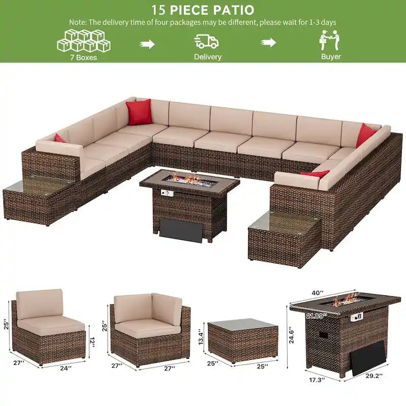 Set di mobili da giardino da 15 pezzi