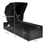 Gymax Sdraio Esterno in Rattan con Tettuccio Regolabile Nero