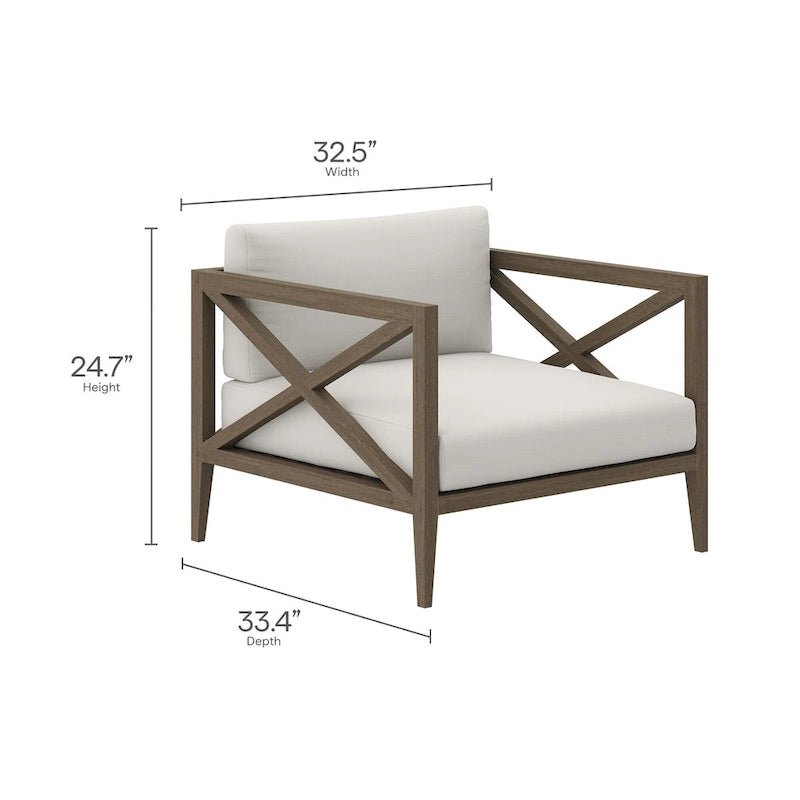 Set di mobili da esterno in legno di teak Northlake a 3 pezzi con poltrona e tavolino laterale