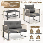 Ensemble de mobilier de jardin Costway 4/8 pièces en rotin PE – Ensemble de canapés de conversation – 4 pièces